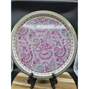 Vienna Woods England Round Tin Serving Tray Floral Design Is‎ Like Vera Bradley